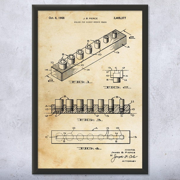 Wrench Socket Holder Patent Wall Art