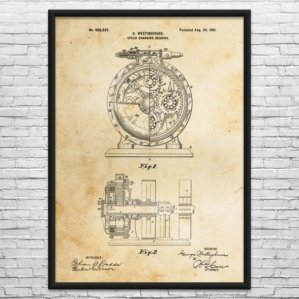 Train Speed Gearing Patent Wall Art