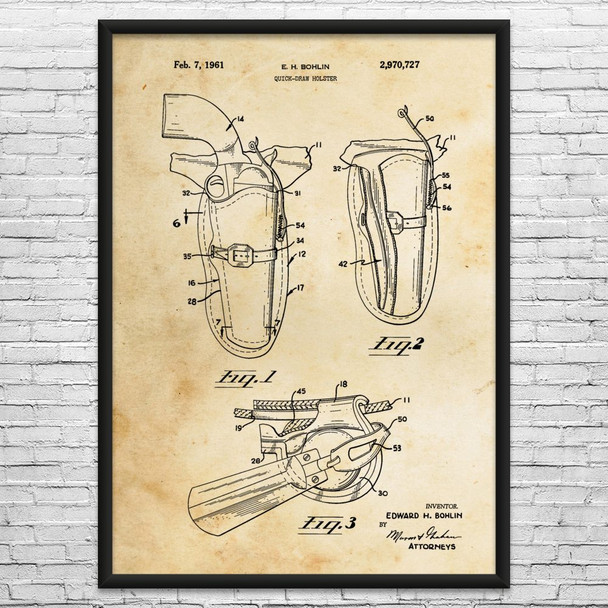Quick Draw Holster Patent Wall Art