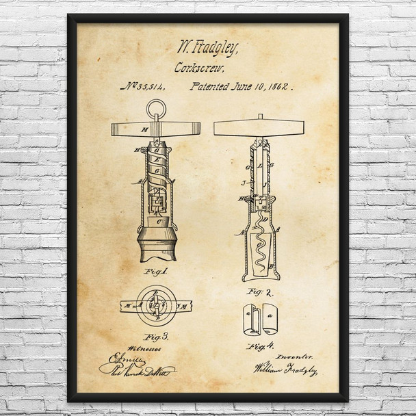 Corkscrew Patent Wall Art