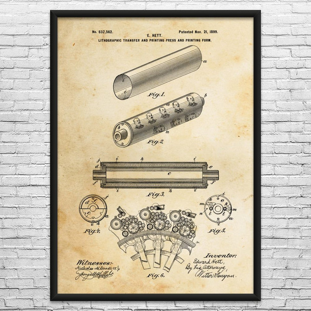 Lithograph Press Patent Wall Art