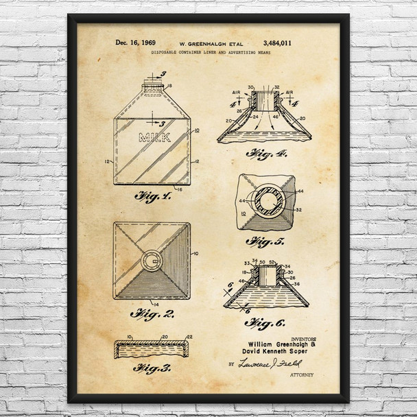 Milk Jug Patent Wall Art
