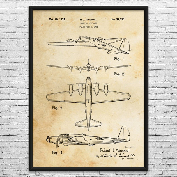 B-17 Bomber Patent Wall Art