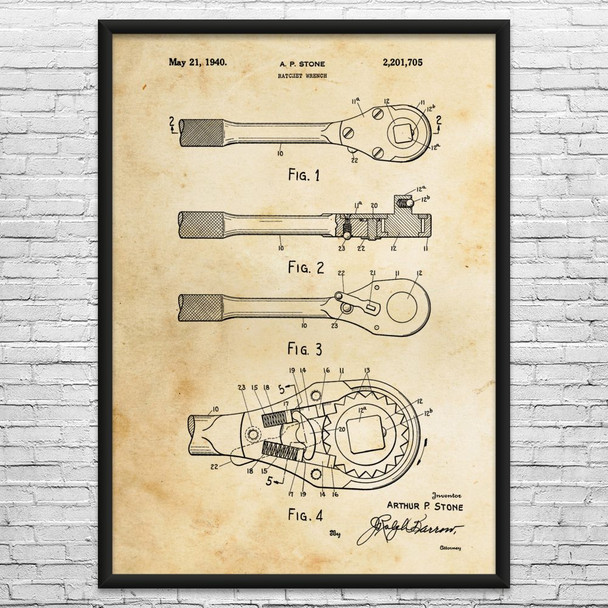 Ratchet Wrench Patent Wall Art