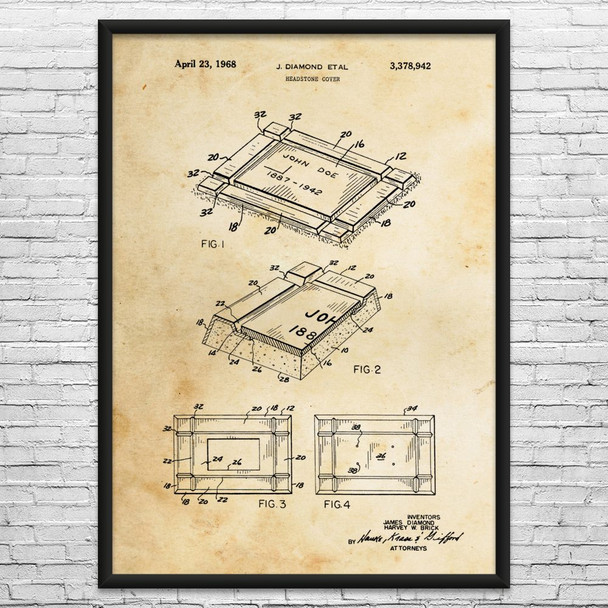 Grave Marker Patent Wall Art