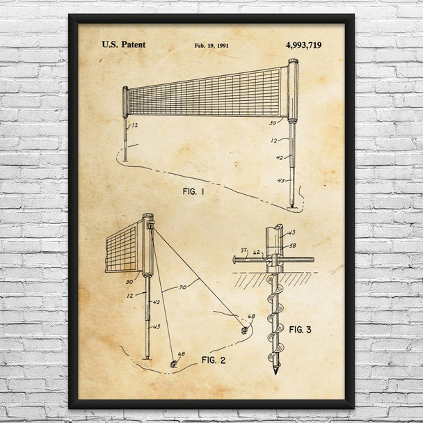 Volleyball Net Patent Wall Art