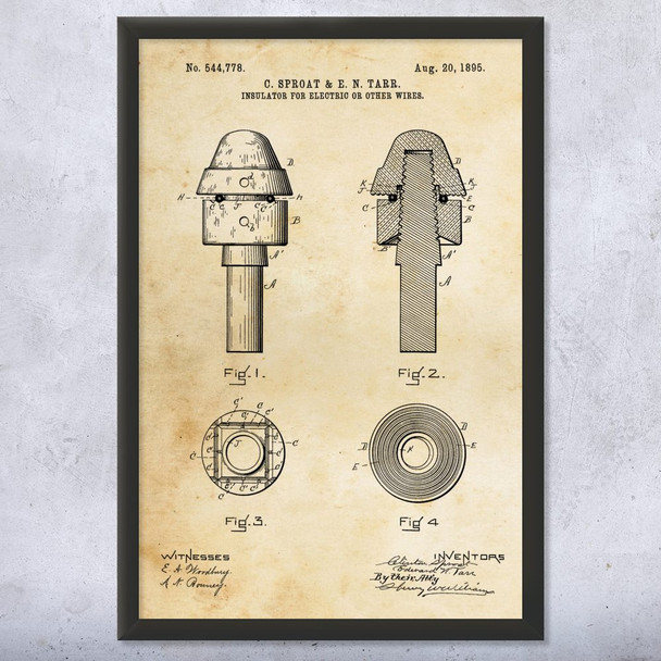 Utility Pole Insulator Patent Wall Art