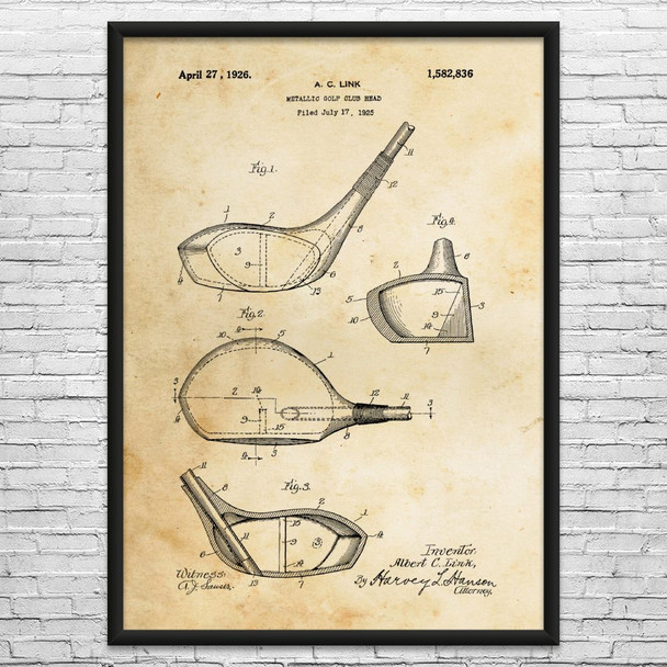 Golf Club Head Patent Wall Art