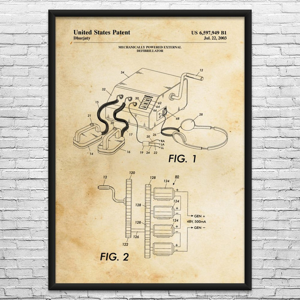 Defibrillator Patent Wall Art