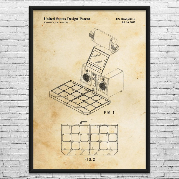 Dance Revolution Game Patent Wall Art