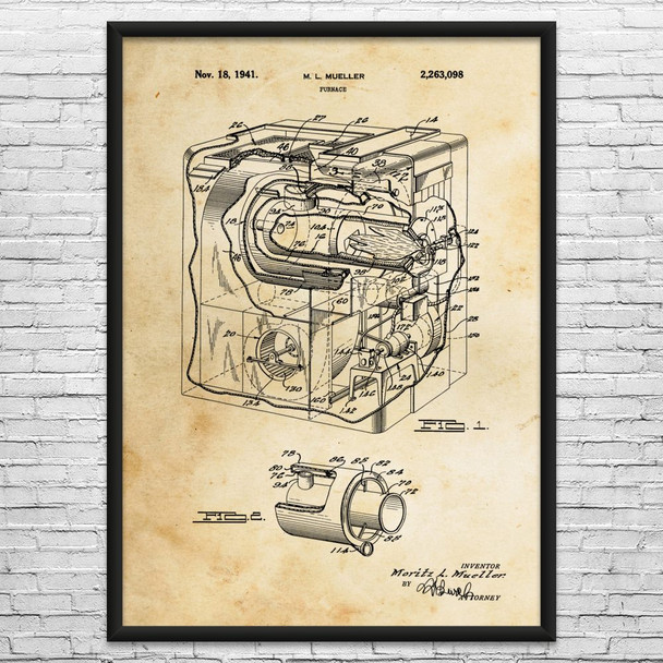 Hot Air Furnace Patent Wall Art