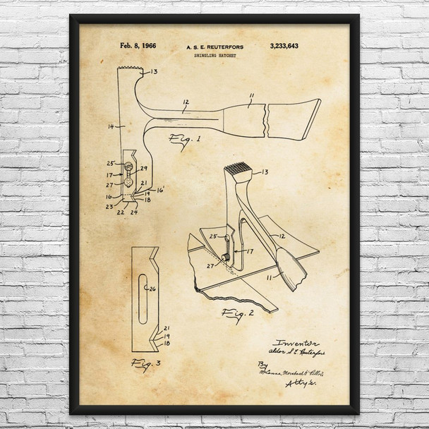 Roofing Hammer Patent Wall Art