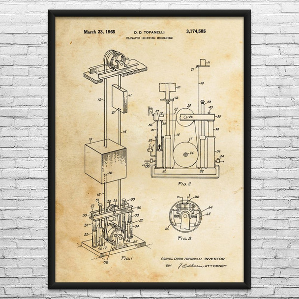 Elevator Hoist Patent Wall Art