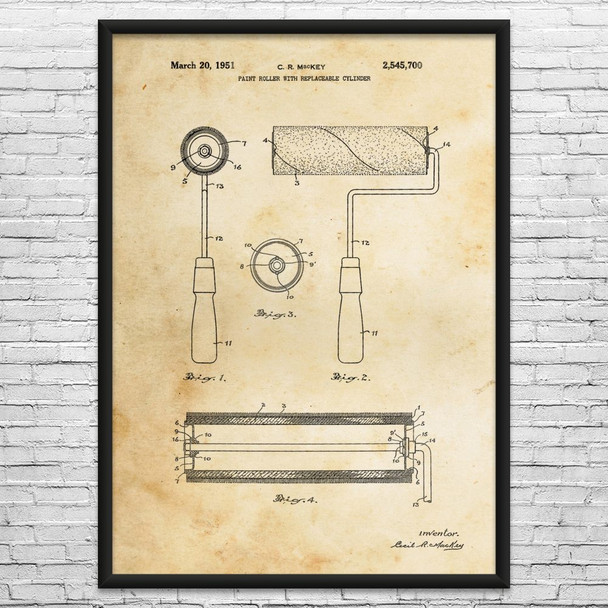 Paint Roller Patent Wall Art