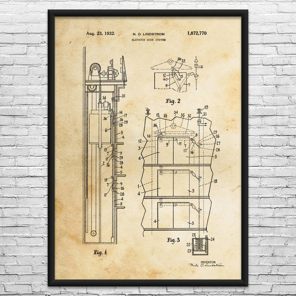 Elevator Door Patent Wall Art