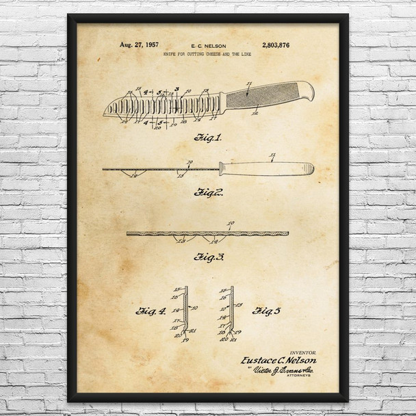 Cheese Knife Patent Wall Art