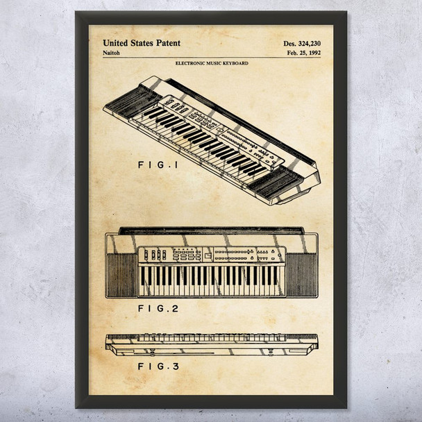 Electric Keyboard Patent Wall Art