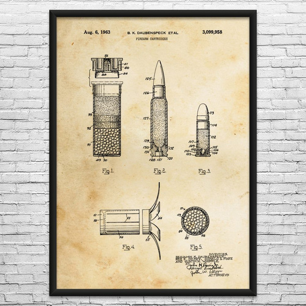 Rifle Bullet Patent Wall Art