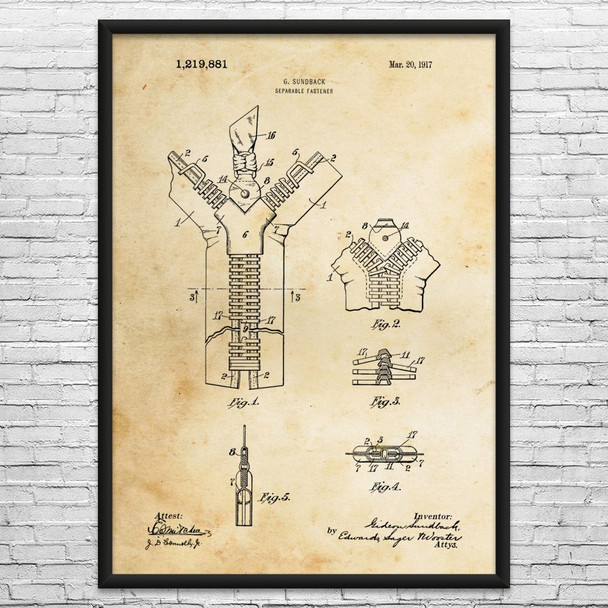 Zipper Patent Wall Art