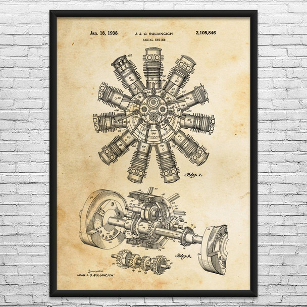 Radial Engine Patent Wall Art