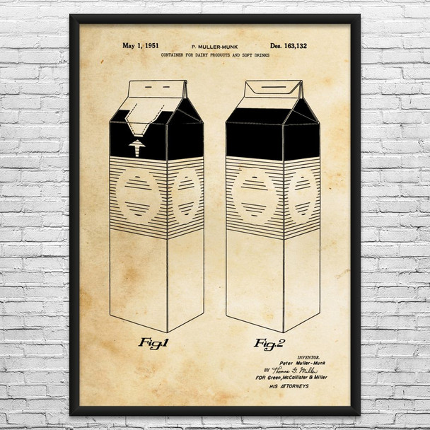 Milk Carton Patent Wall Art