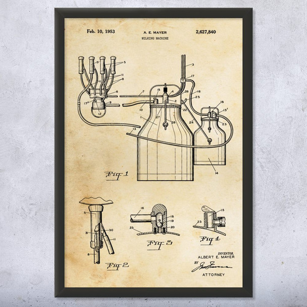 Milking Machine Patent Wall Art