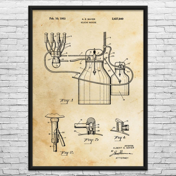 Milking Machine Patent Wall Art