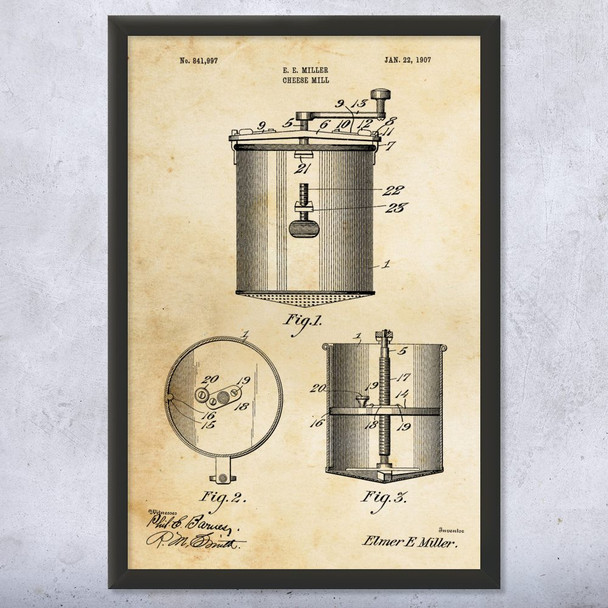 Cheese Mill Patent Wall Art