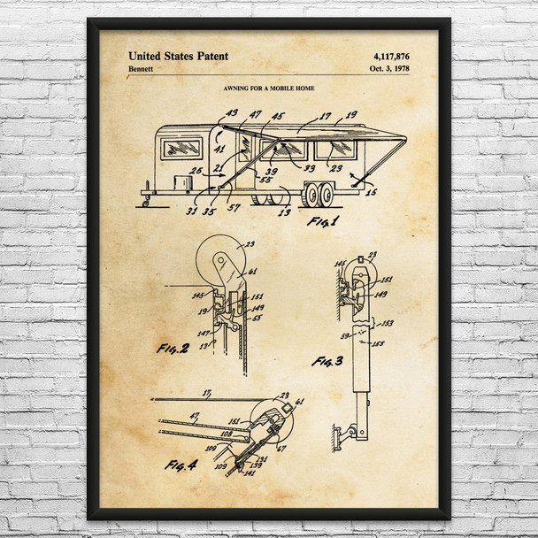 Mobile Home Awning Patent Wall Art