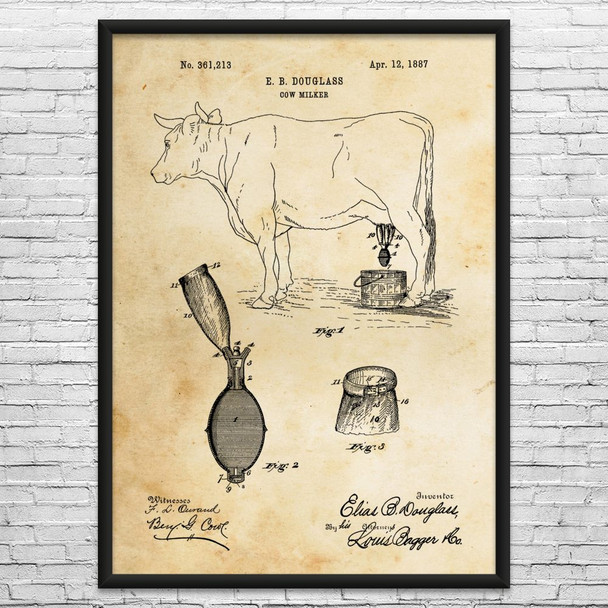 Cow Milker Patent Wall Art