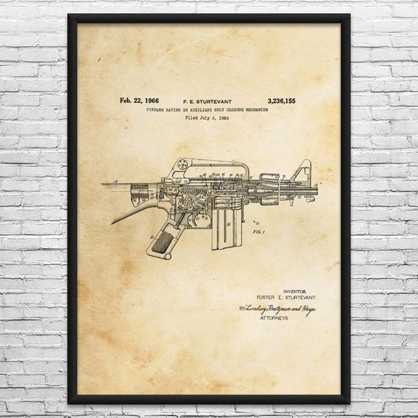 M16 Rifle Patent Wall Art
