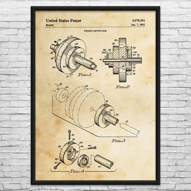 Weight Bar Patent Wall Art