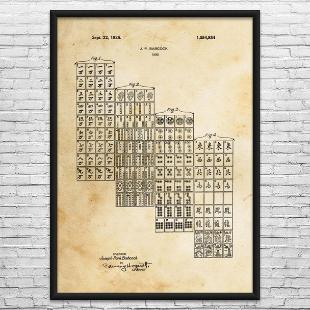 Mahjong Tiles Patent Wall Art