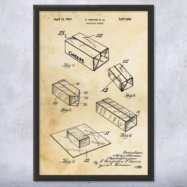 Cheese Packaging Patent Wall Art