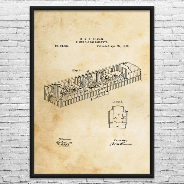 Train Dining Car Patent Wall Art