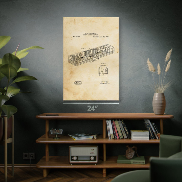 Train Dining Car Patent Wall Art