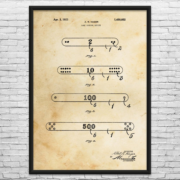 Mahjong Scoring Sticks Patent Wall Art