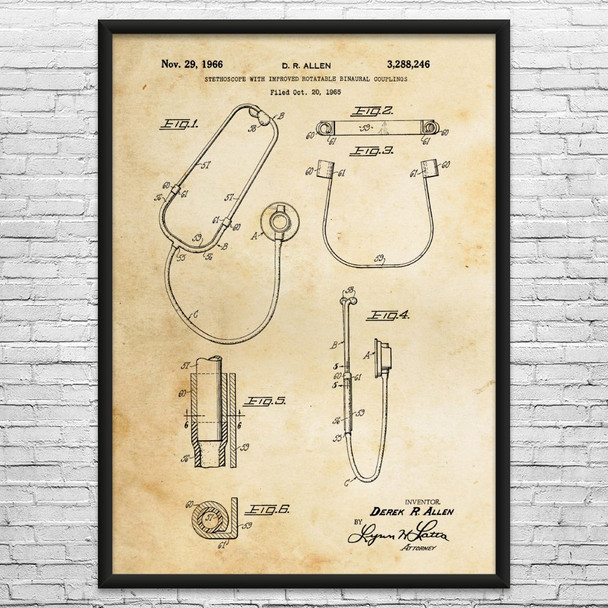 Stethoscope Patent Wall Art