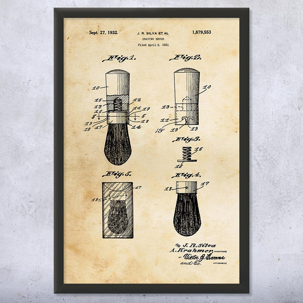 Shaving Brush Patent Wall Art