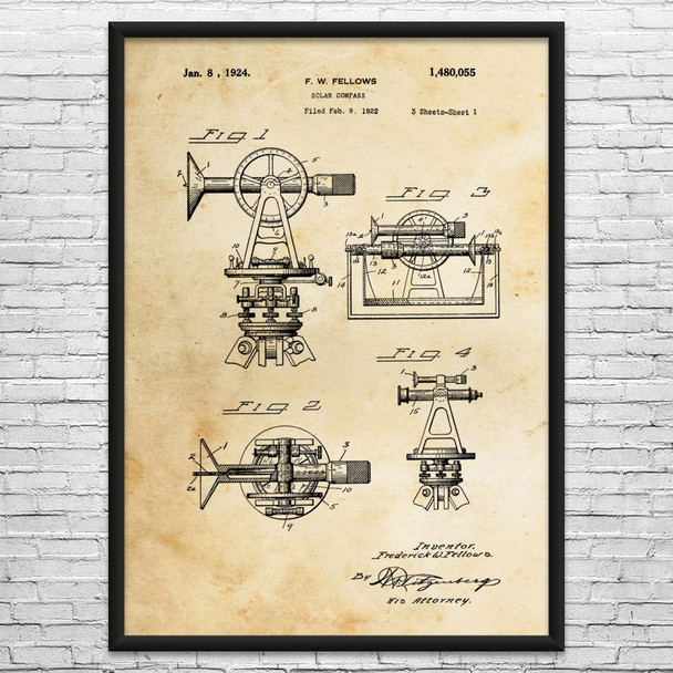 Solar Compass Patent Wall Art