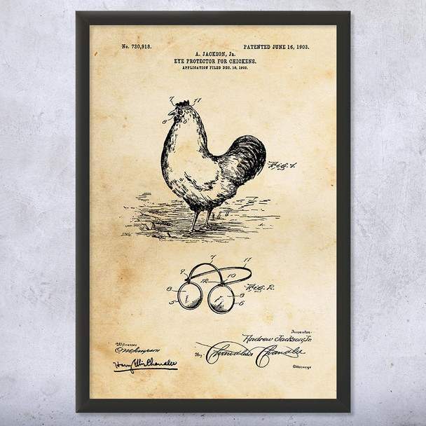 Chicken Eye Protector Patent Wall Art