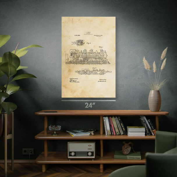 Steam Locomotive Patent Wall Art