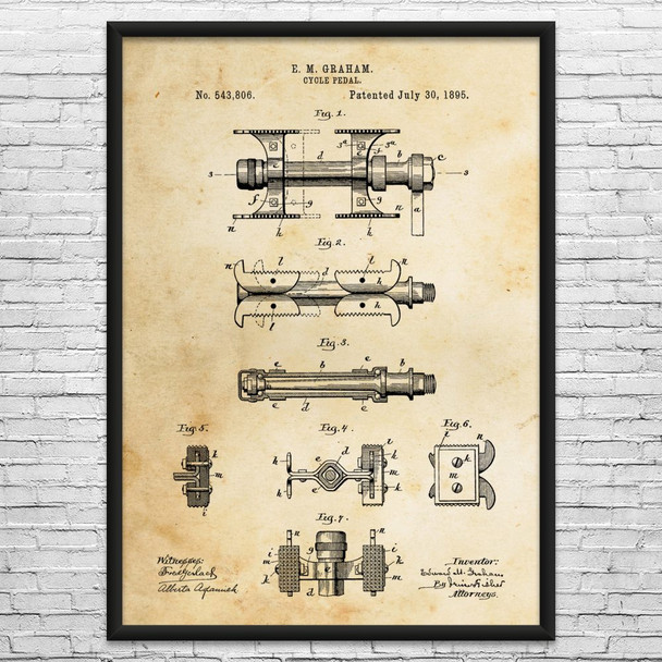 Bike Pedal Patent Wall Art