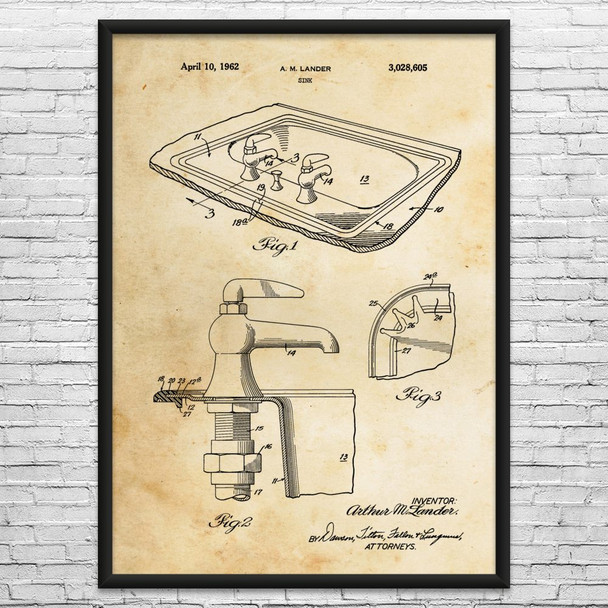Bathroom Sink Patent Wall Art