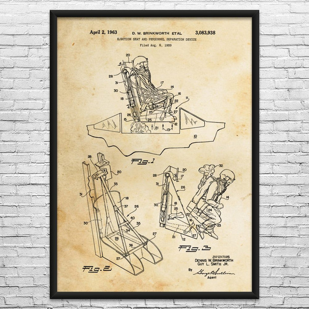 Aircraft Ejection Seat Patent Wall Art