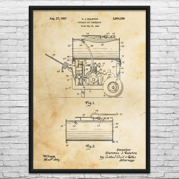 Air Compressor Patent Wall Art