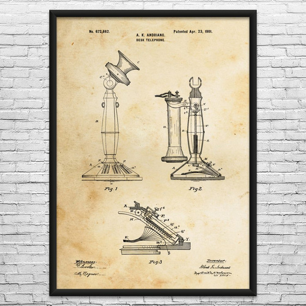 Desk Telephone Patent Wall Art
