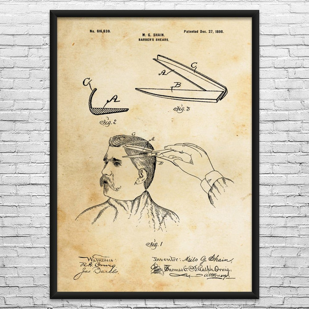 Barbers Shears Patent Wall Art