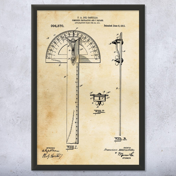 Protractor T-Square Patent Wall Art