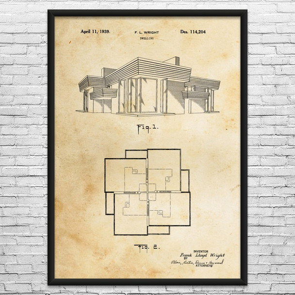 F. L. Wright House Patent Wall Art
